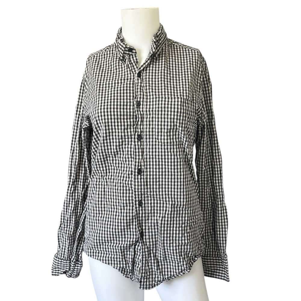 J Crew Plaid Button Down Shirt Long Sleeve Blue Tan Size Small S
